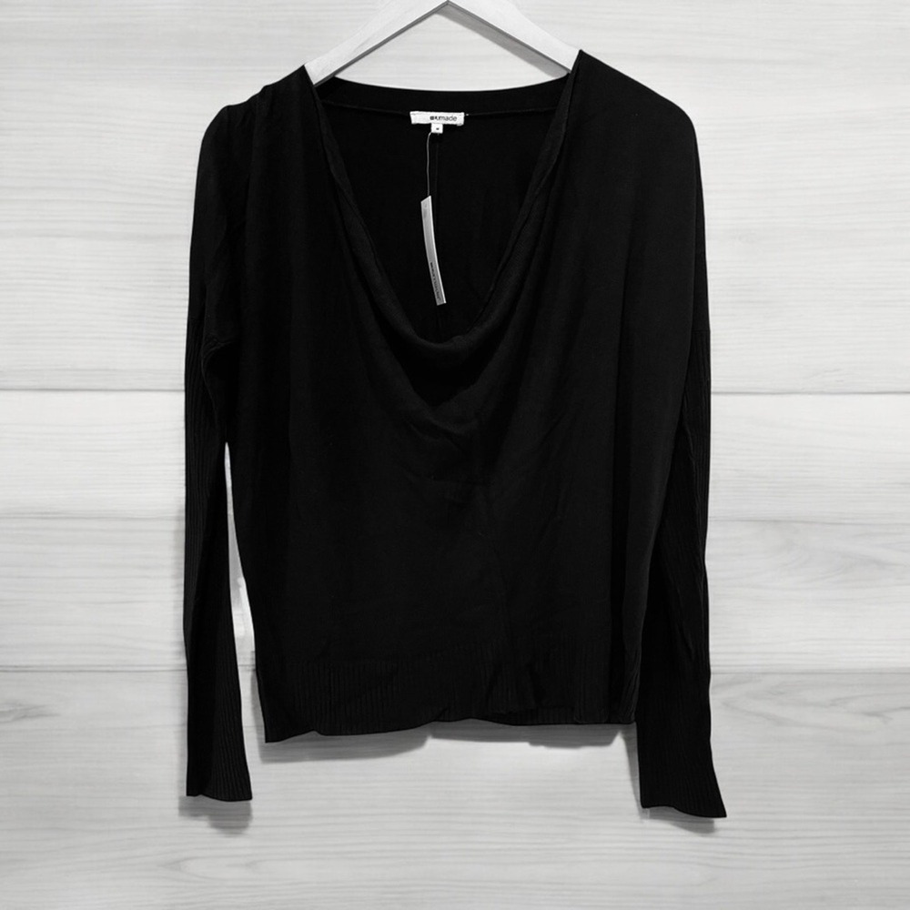 LA Made Cowl Neck Long Sleeve Viscose Black Sweater Size Medium Classic NWT - Picture 4 of 11